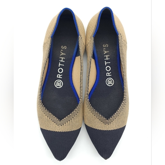 Rothy's THE POINT Pointed Toe Flats Limited Edition DUNE CAP TOE Size 8.5 - Picture 5 of 8